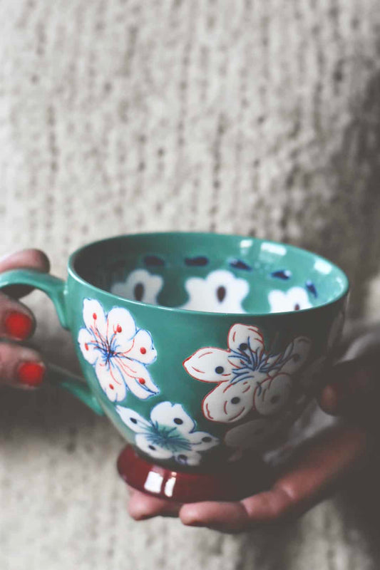 Keramikk krus Pippi 9cm grønn